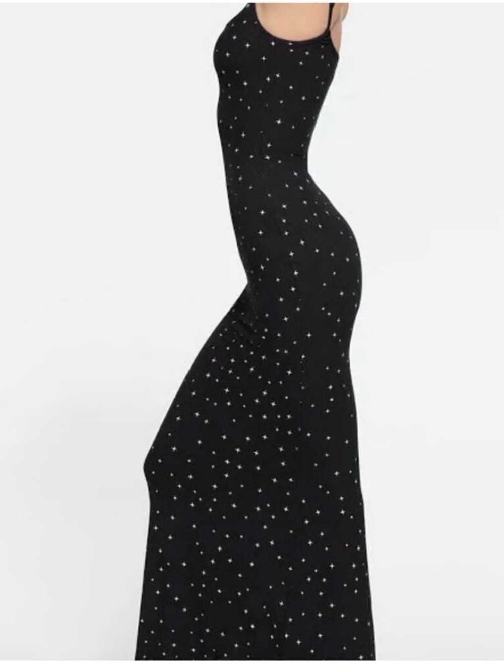 SKIMS Soft Lounge Rib Onyx Sparkle Star Slip Dress Sz L - Picture 2 of 13
